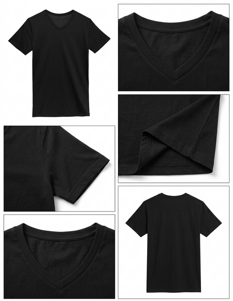 1500 CAMISETA CUELLO V CAB 175 GR NEGRO