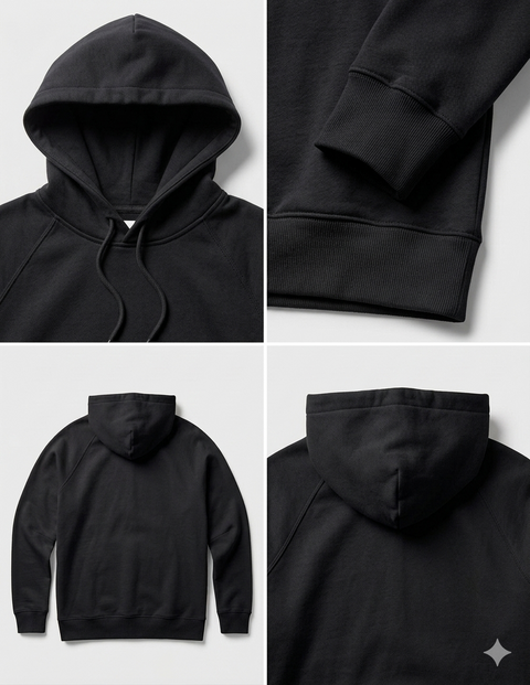 1100 HOODIE FRENCH TERRY PULLOVER UNISEX NEGRO